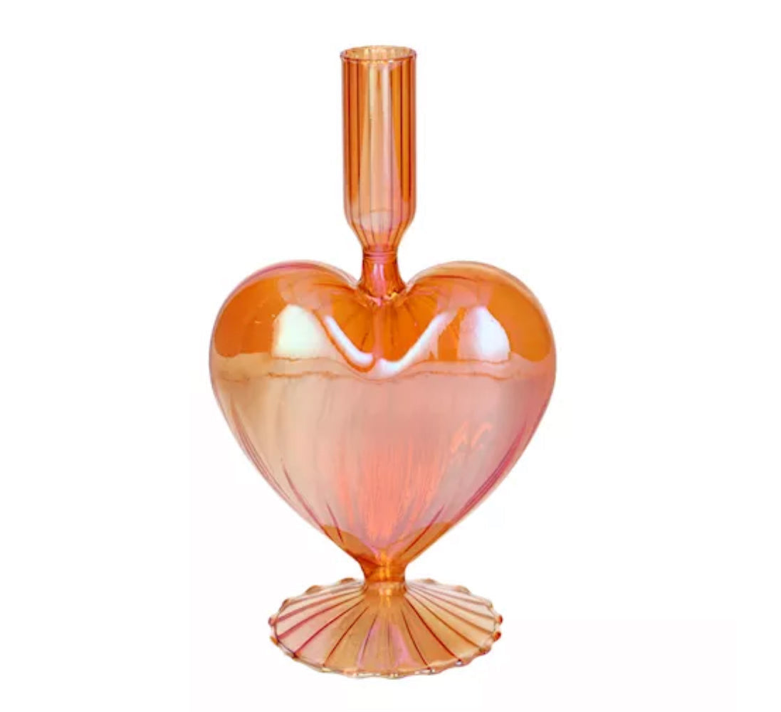 KAARSHOUDER LOVELY | ORANJE PARELMOER | 21 CM
