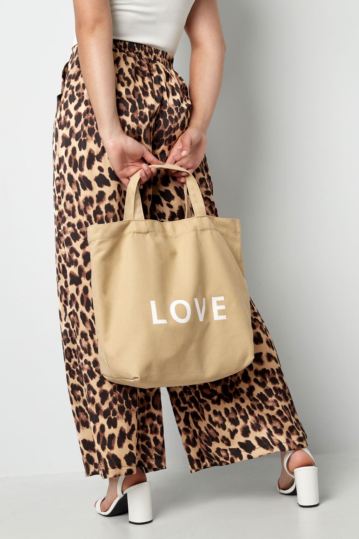 Canvas shopper love beige