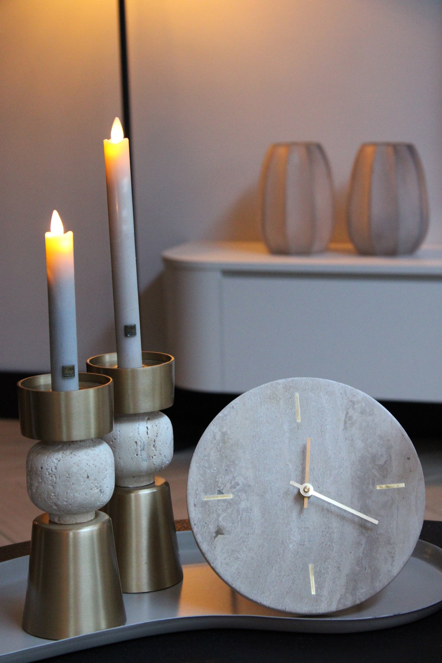 TRAVERTIN KANDELAAR | BEIGE