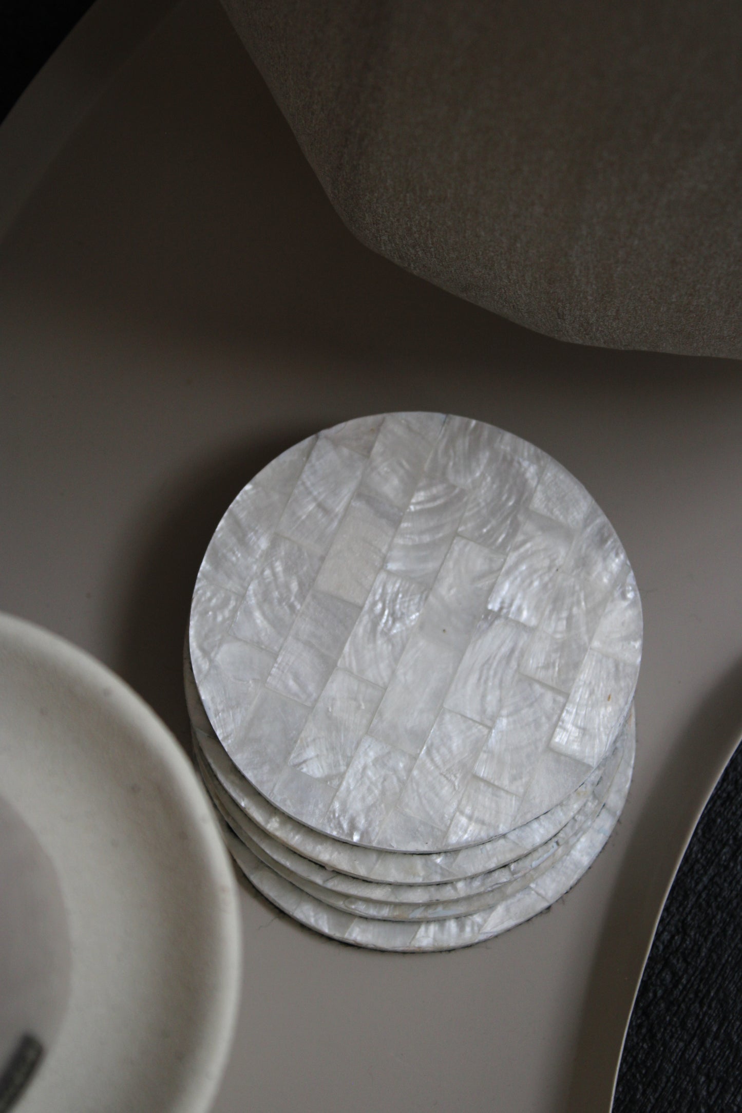 ONDERZETTERS | CAPIZ SCHELP | SET VAN 6