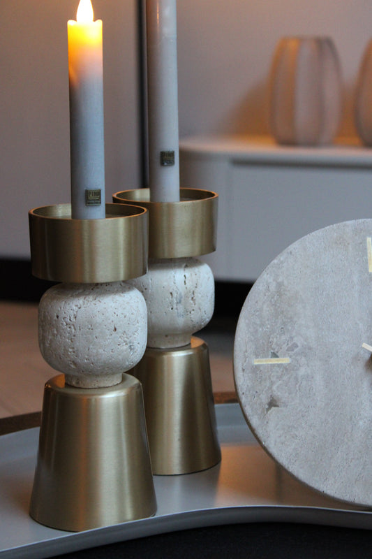 TRAVERTIN KANDELAAR | BEIGE