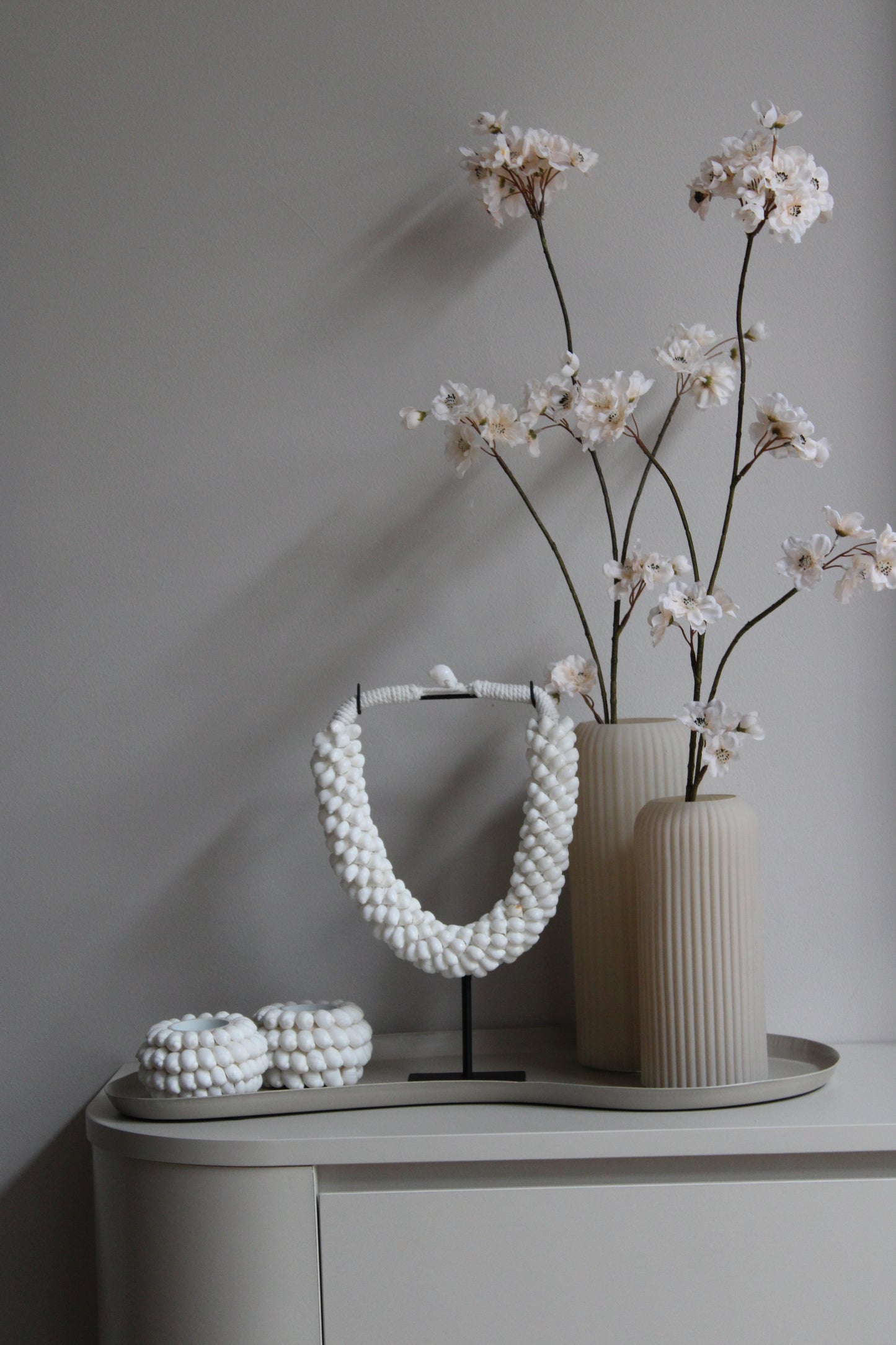 COMPLEET DIENBLAD | SCHELP | BEIGE/WIT