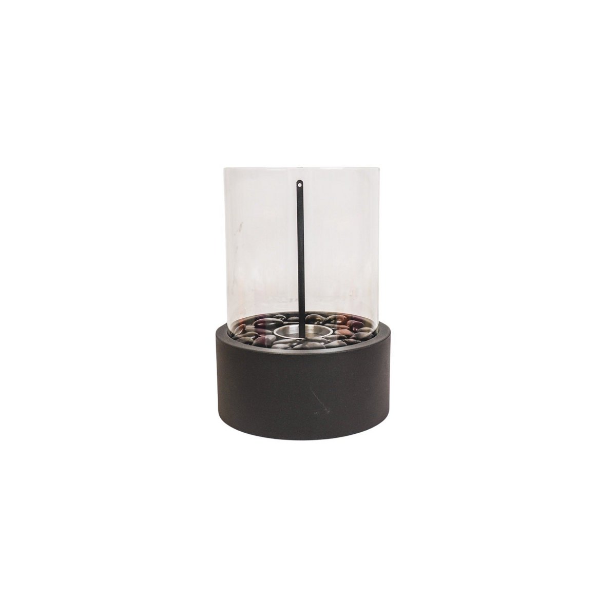 Tafelbrander - Ronde - metaal/glas - zwart - 21x21x28 cm