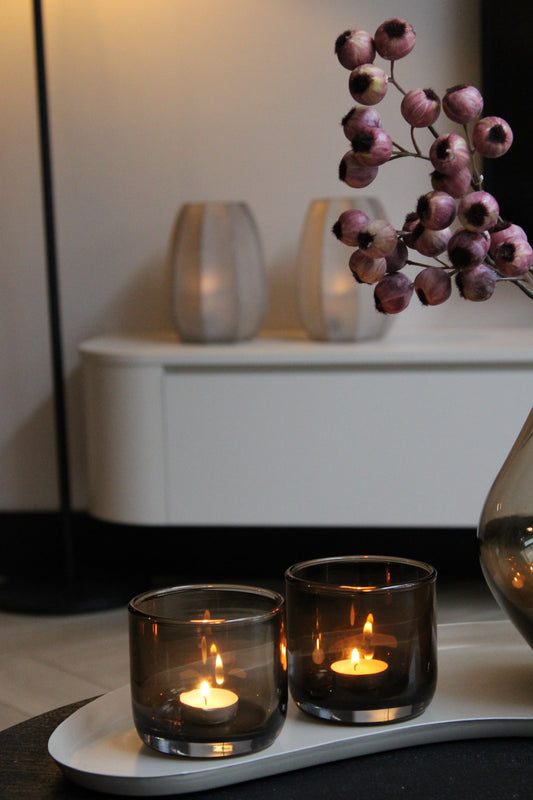 WAXINELICHTHOUDER | BRUIN | GLAS