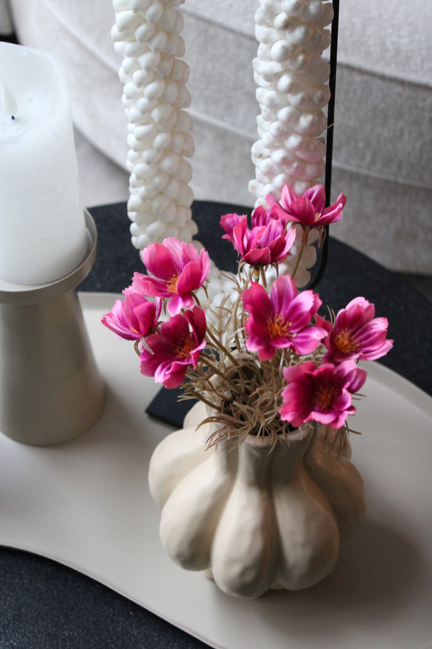 Garlic vaasje beige incl boeket