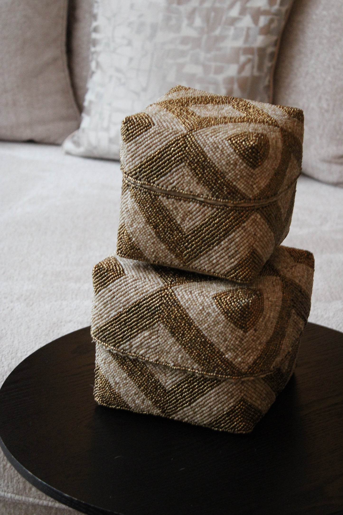 Offermand set van 2 (goud/beige)