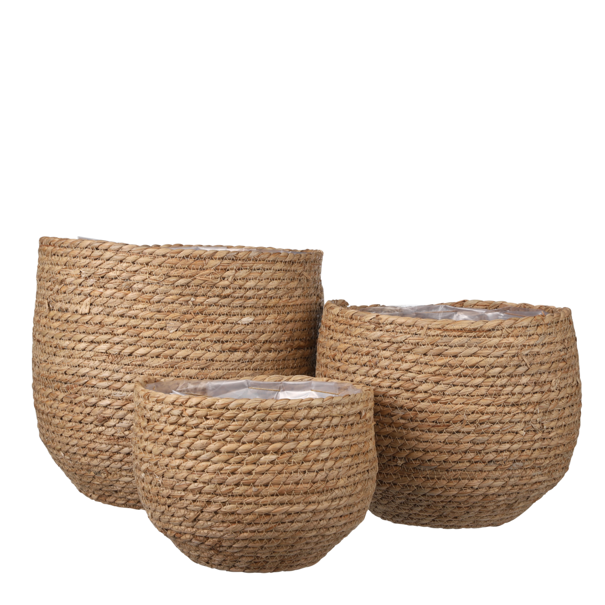 Jorck Plantenmand - Set van 3 - H24 x Ø26 cm - Zeegras - Lichtbruin