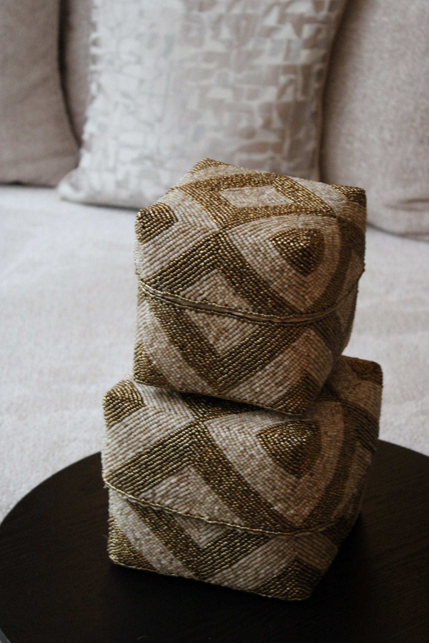 Offermand set van 2 (goud/beige)