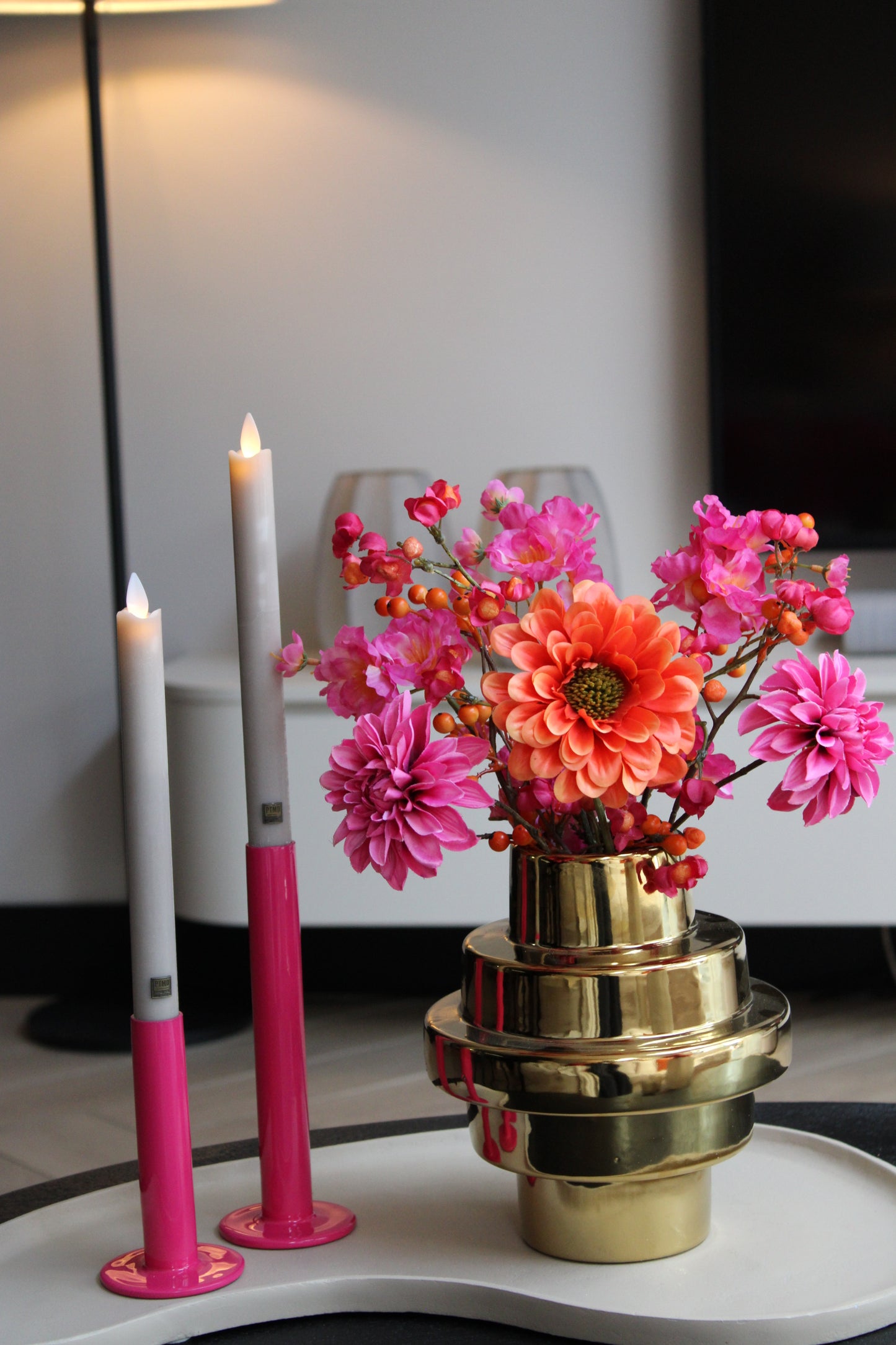 KANDELAAR FUCHSIA | SET VAN 2