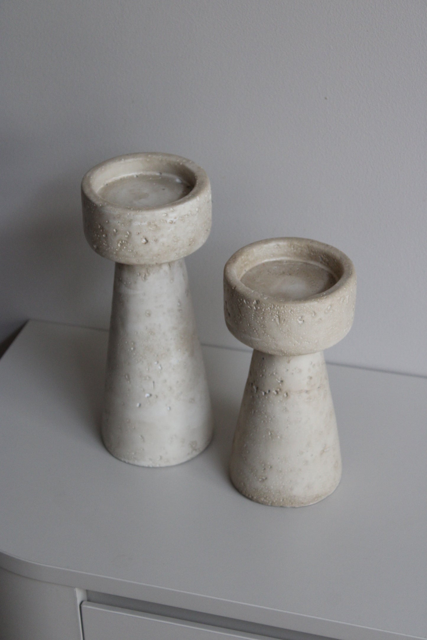 AARDEWERK KANDELAAR | BEIGE | SET VAN 2