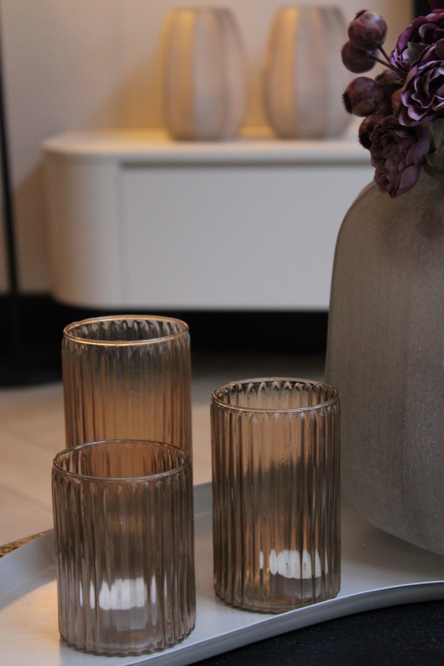 LUXE WAXINELICHTHOUDER | SET VAN 3 | TAUPE