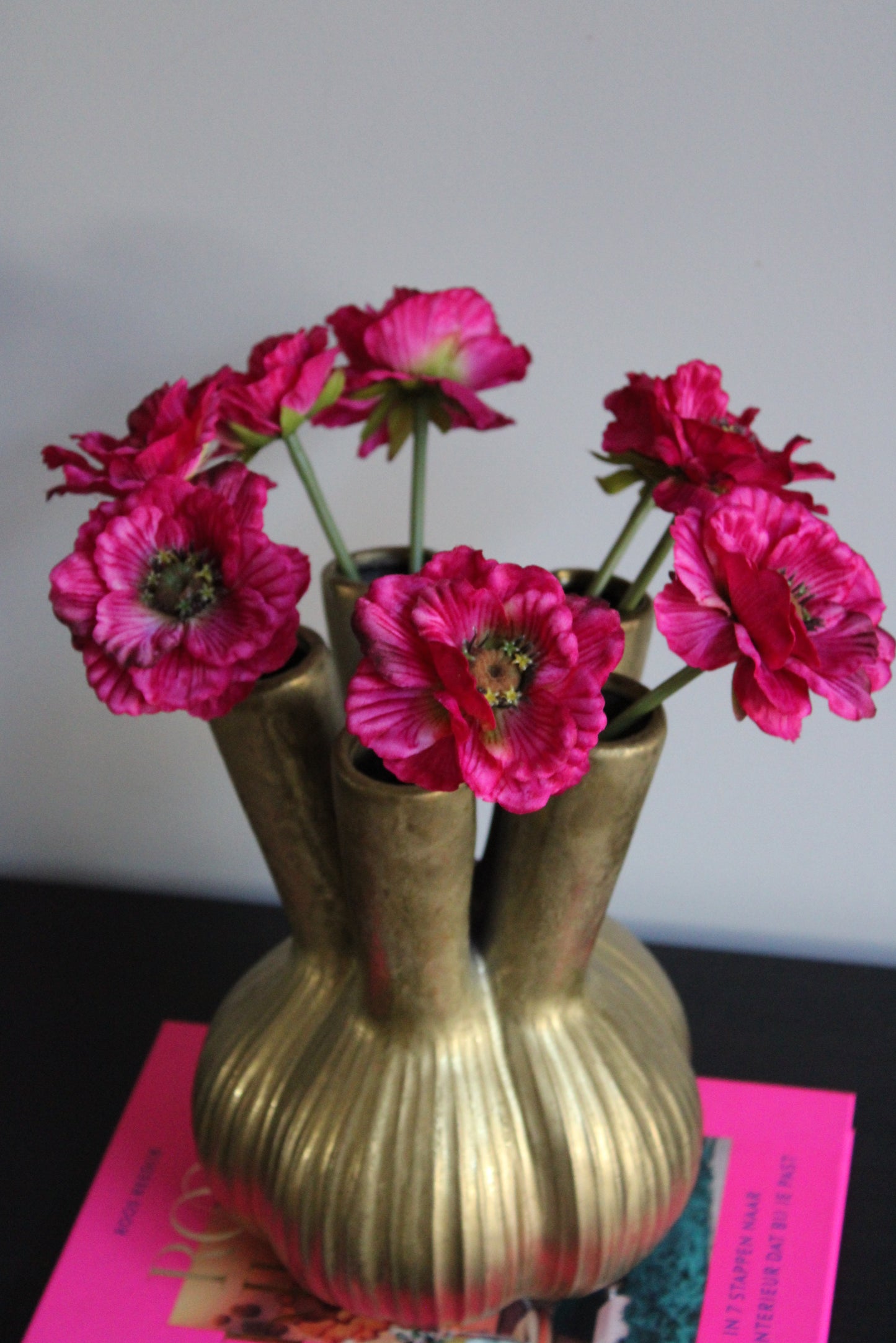 Boeket silk poppy fuchia