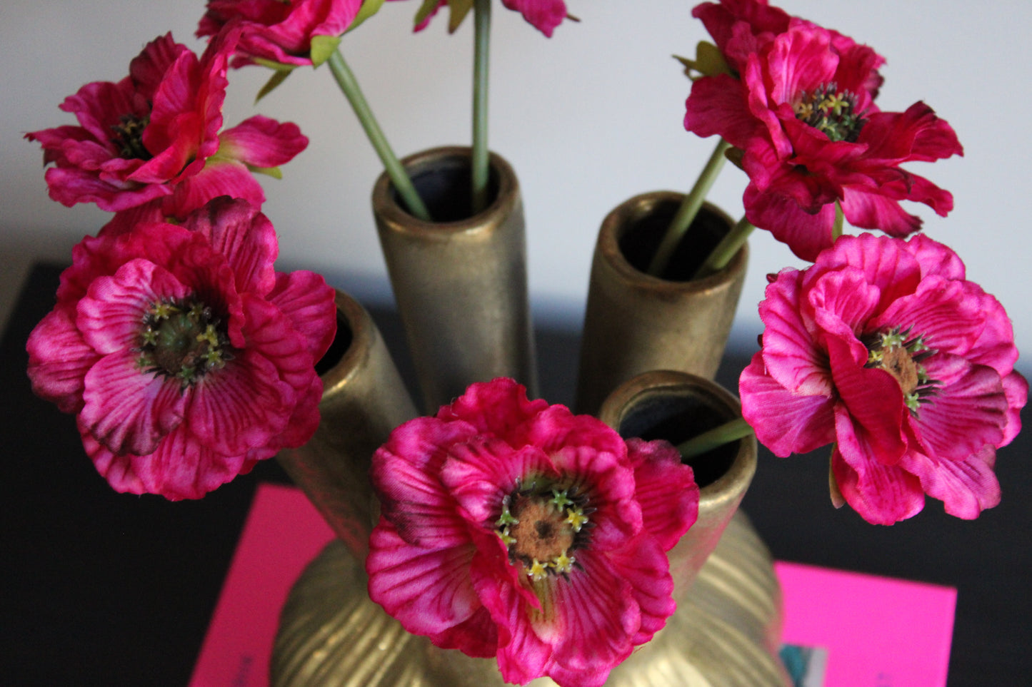 Boeket silk poppy fuchia