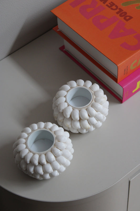 WAXINELICHTHOUDER SCHELP | WIT