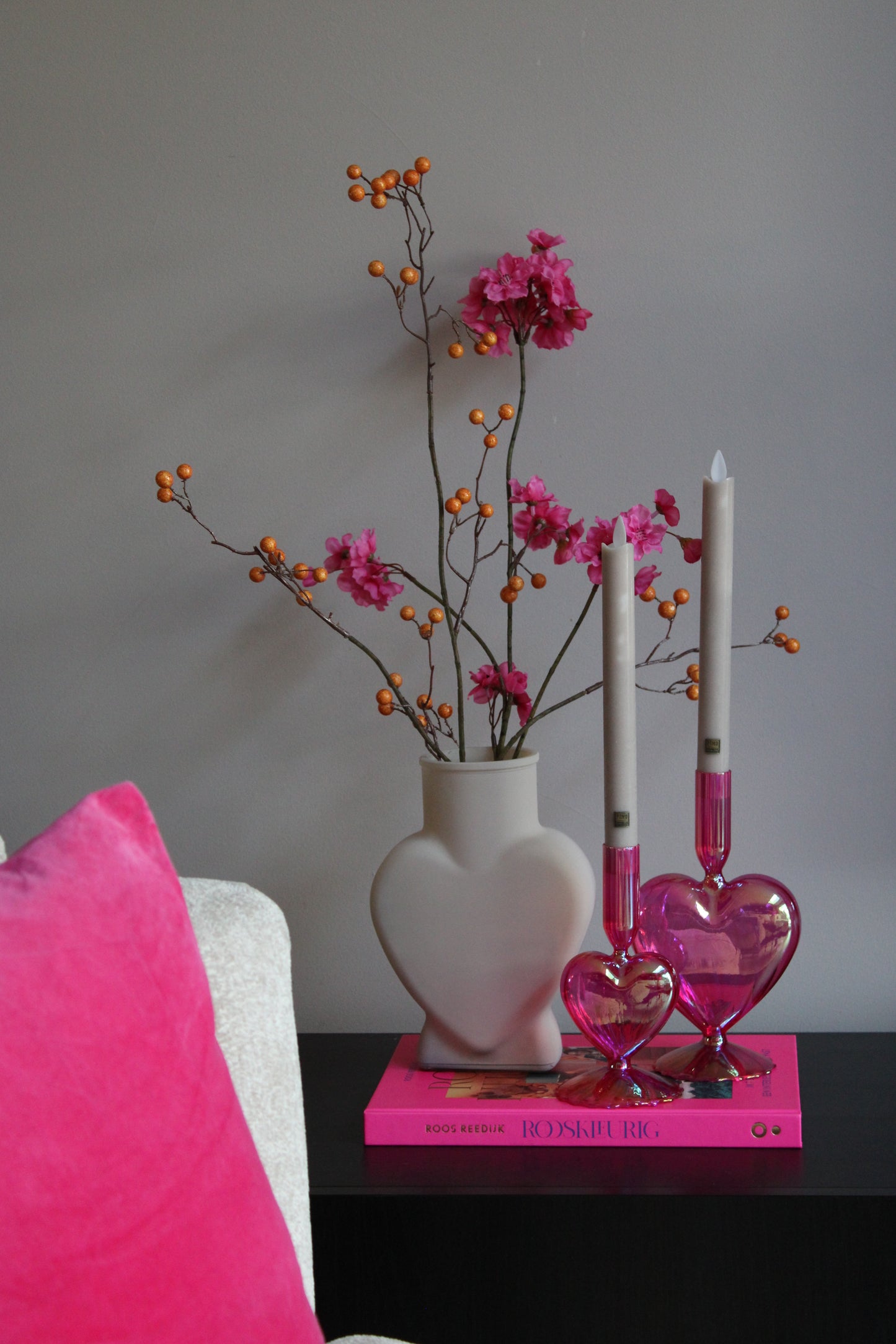 KAARSHOUDER LOVELY | FUCHSIA PARELMOER | 21 CM