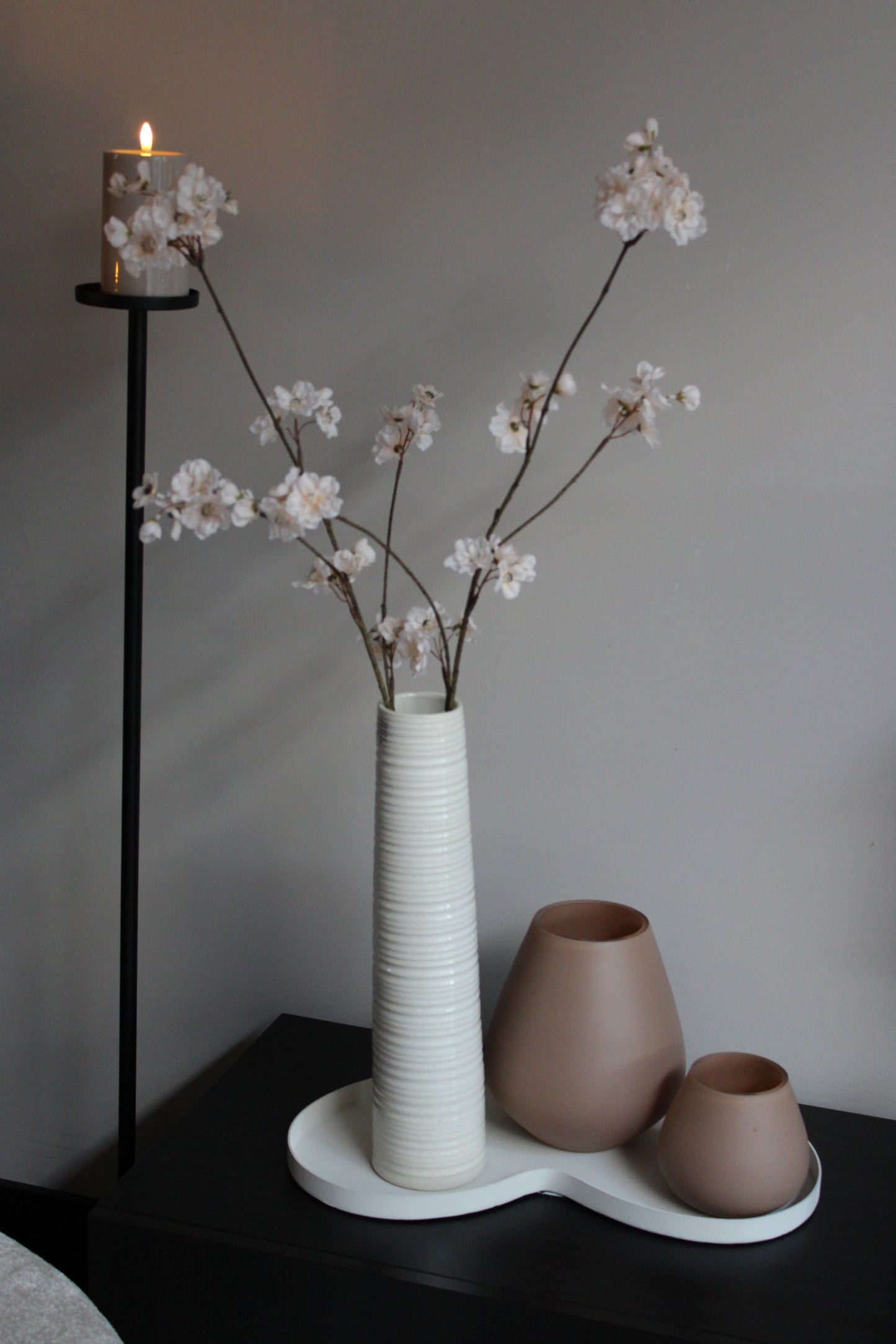 TASMAN WAXINELICHTHOUDER |TAUPE | SET VAN 2