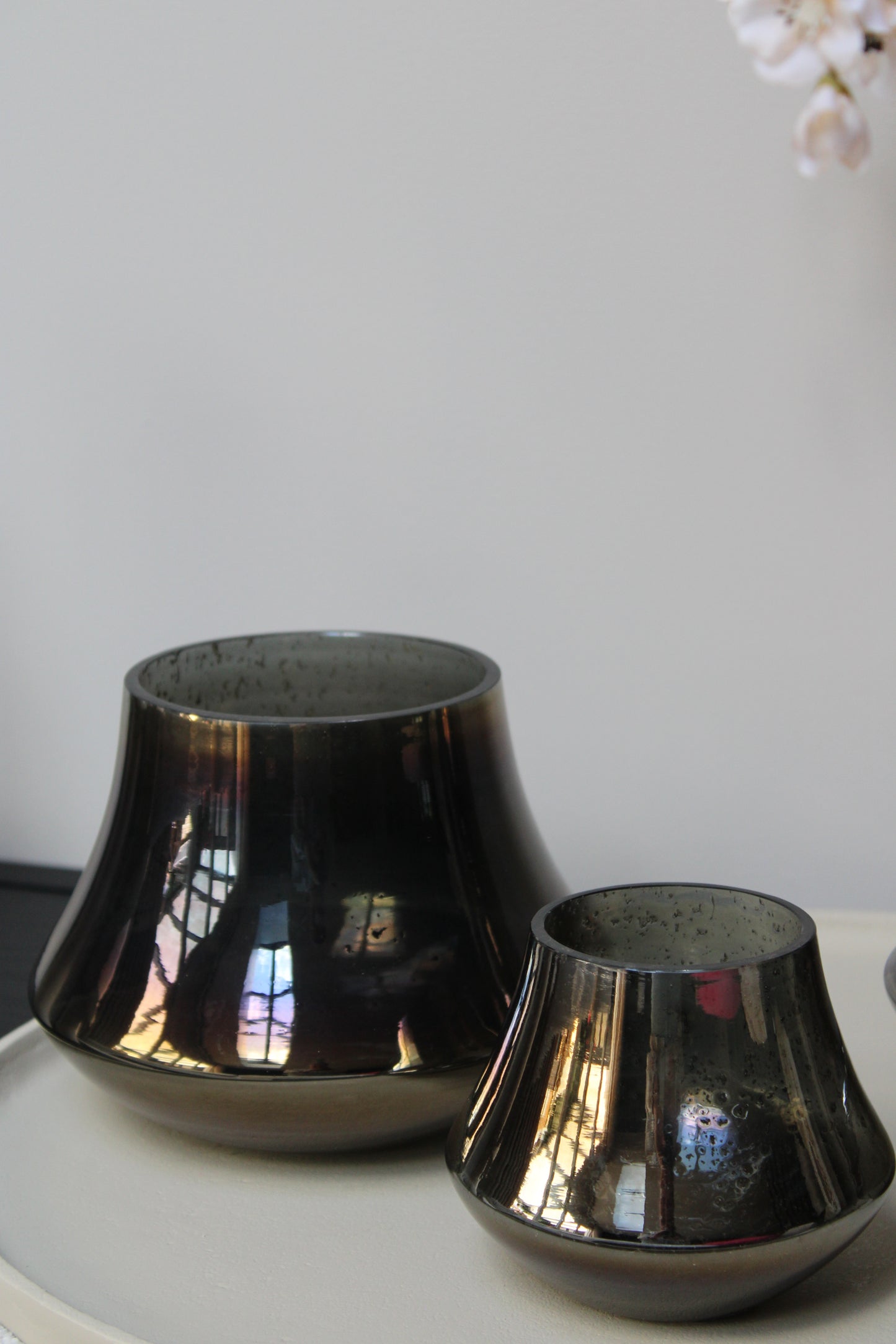 WAXINELICHTHOUDER ANTRACIET | ROOKGLAS | 2 FORMATEN
