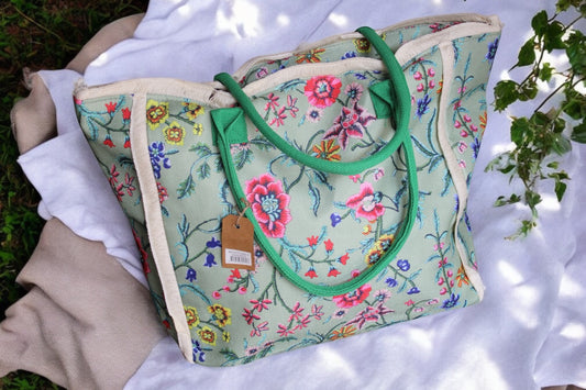 STRANDTAS | GROEN | MET RITS
