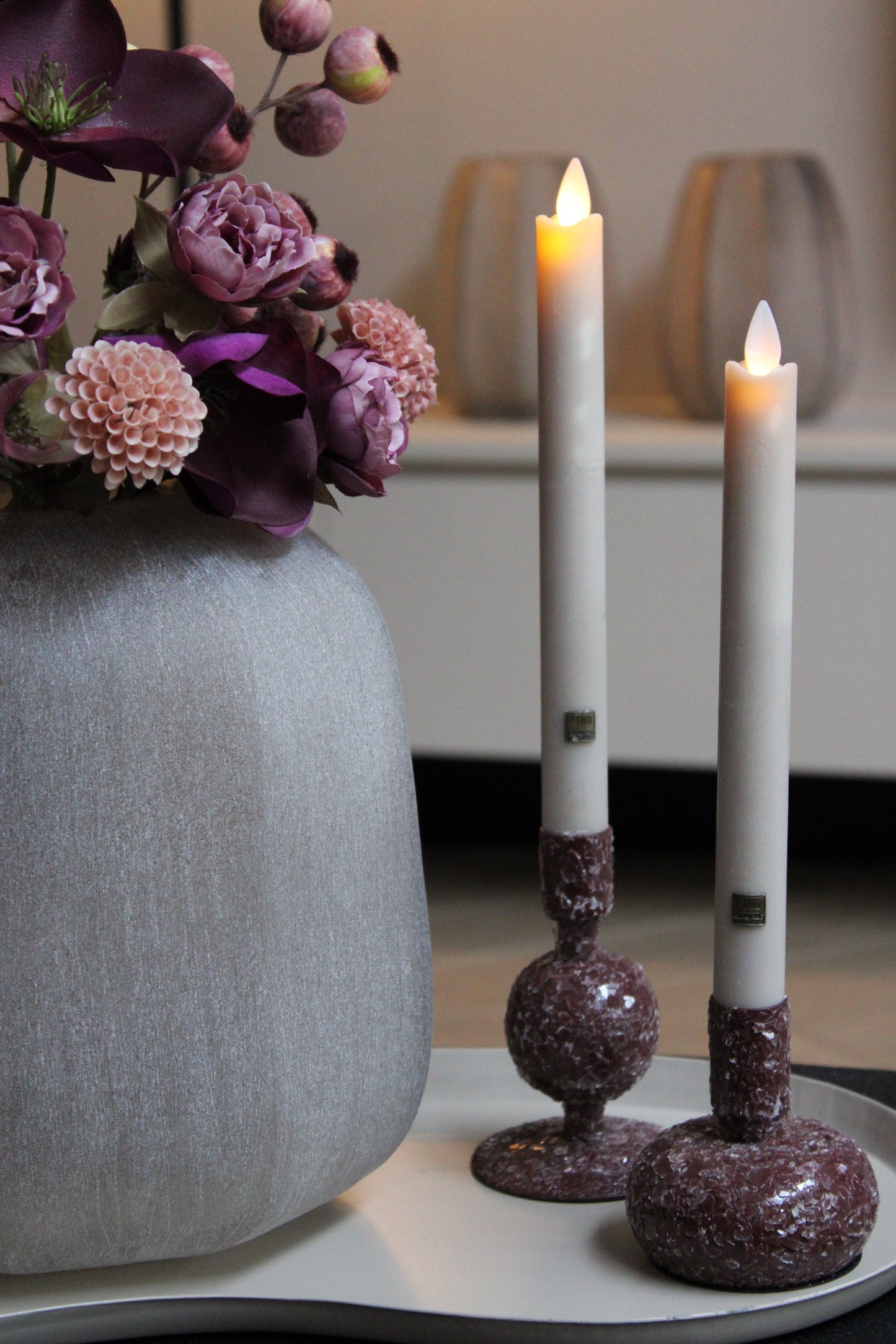 KANDELAAR | BURGUNDY | SET VAN 2