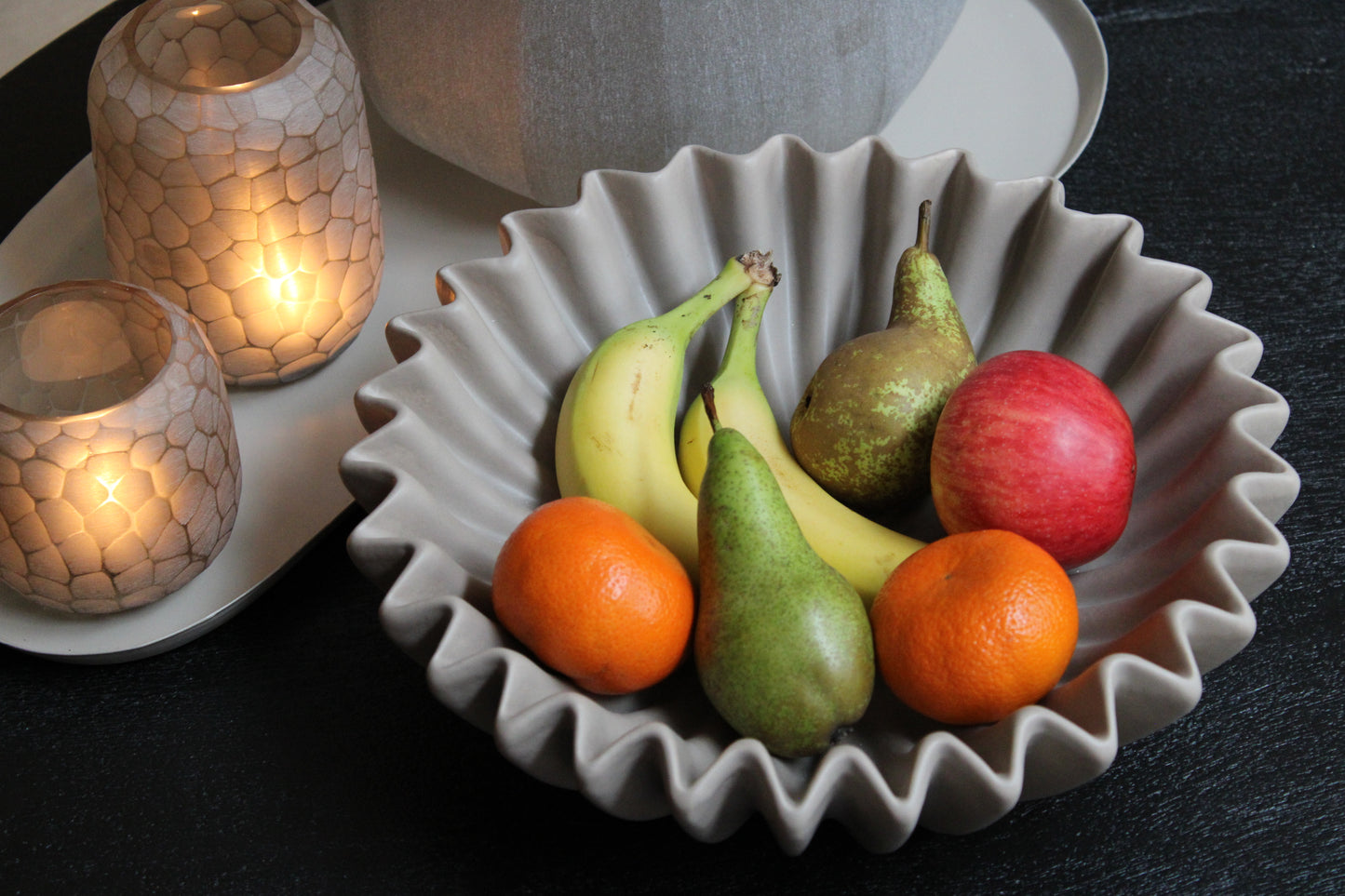 DECORATIE SCHAAL | FRUITSCHAAL | RIBBEL | TAUPE