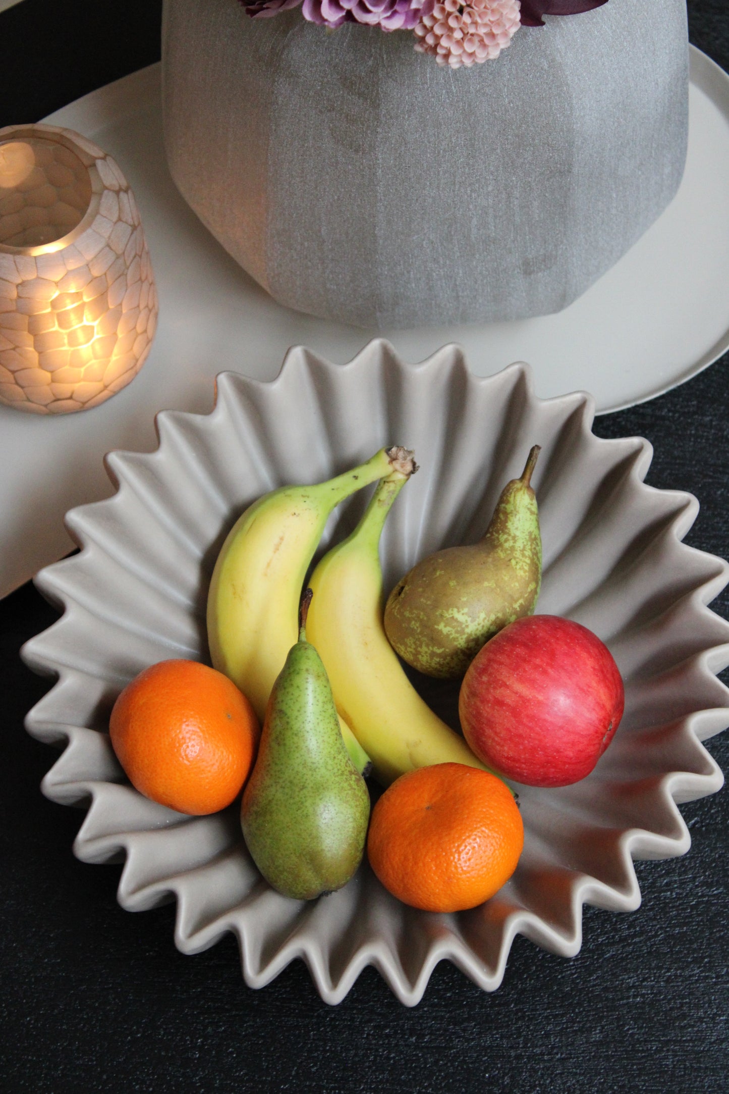 DECORATIE SCHAAL | FRUITSCHAAL | RIBBEL | TAUPE