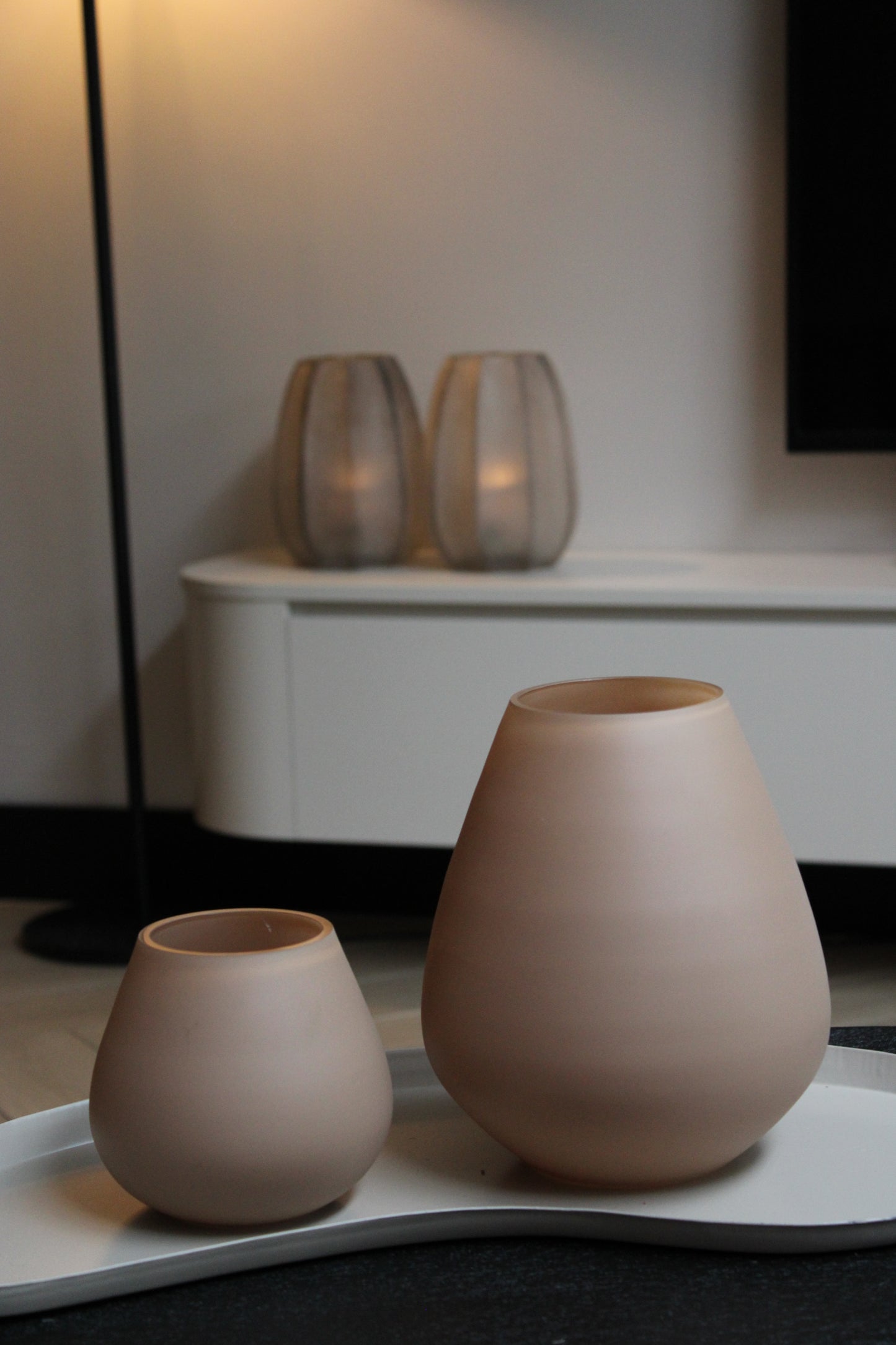 TASMAN WAXINELICHTHOUDER |TAUPE | SET VAN 2