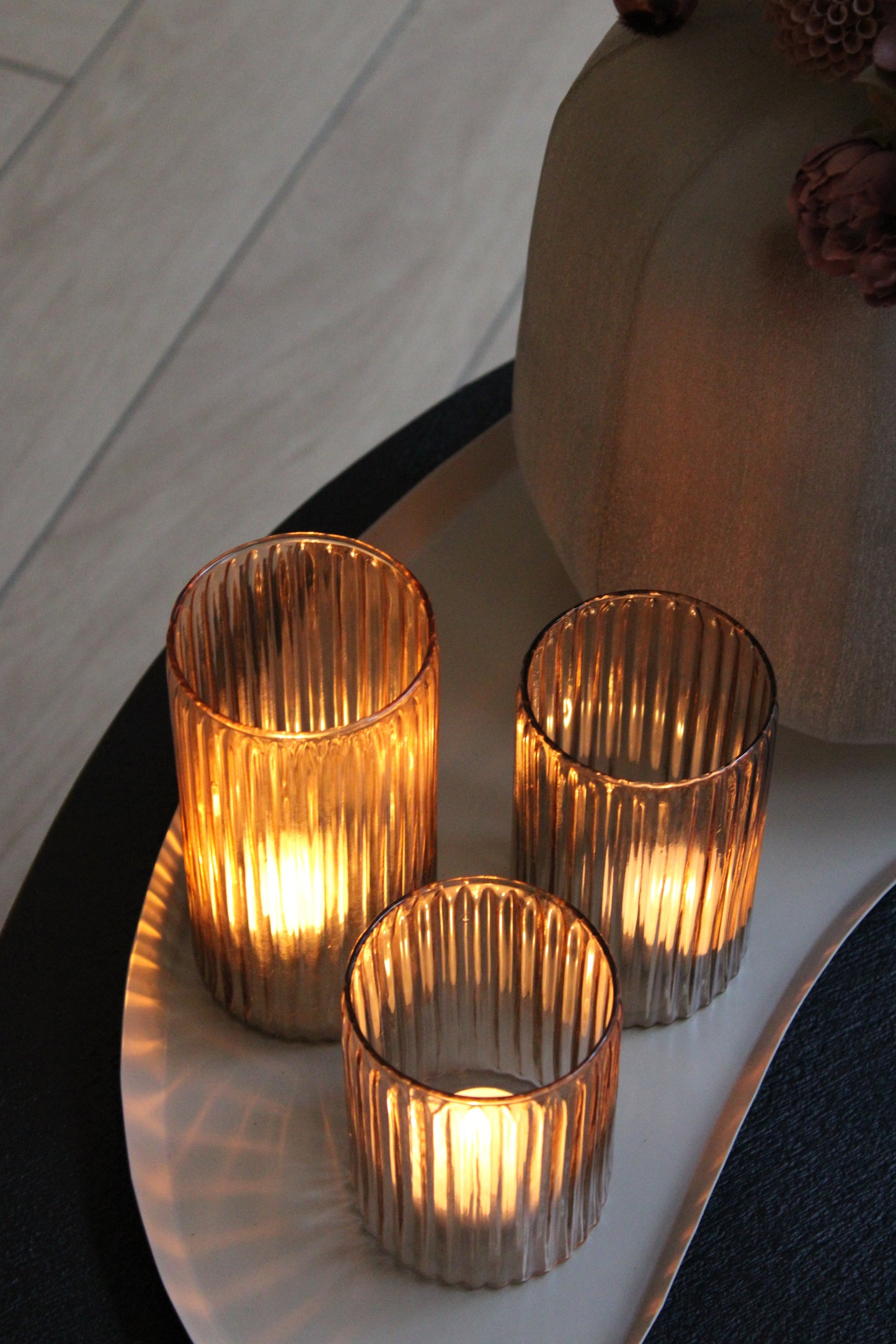 LUXE WAXINELICHTHOUDER | SET VAN 3 | TAUPE