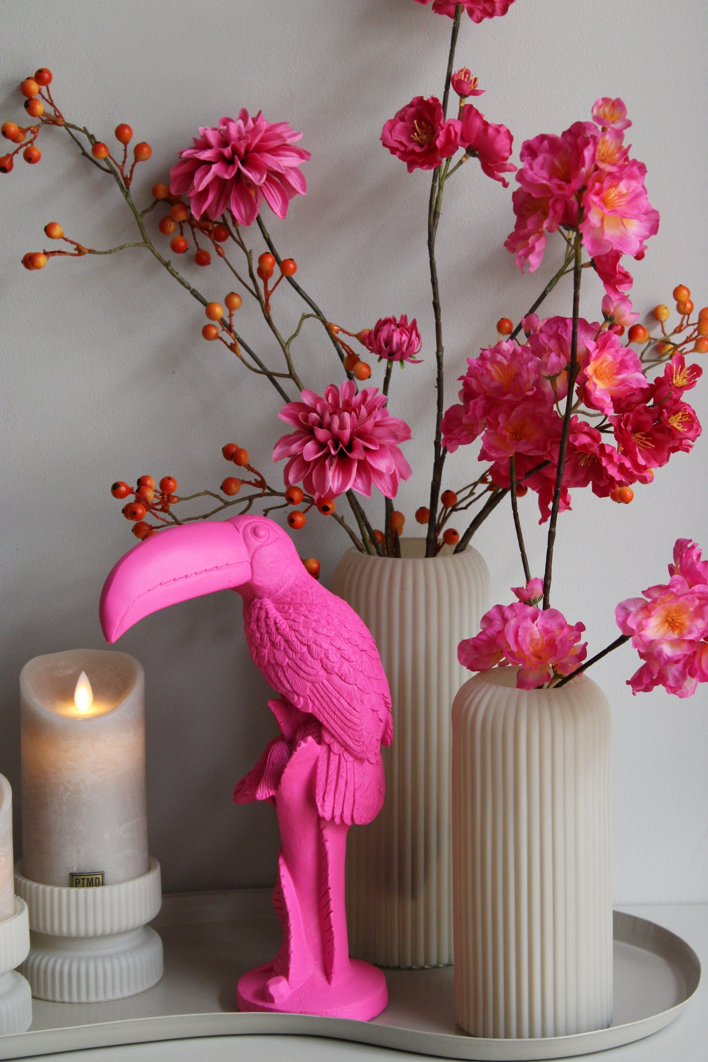 COMPLEET DIENBLAD | BEIGE/FUCHSIA