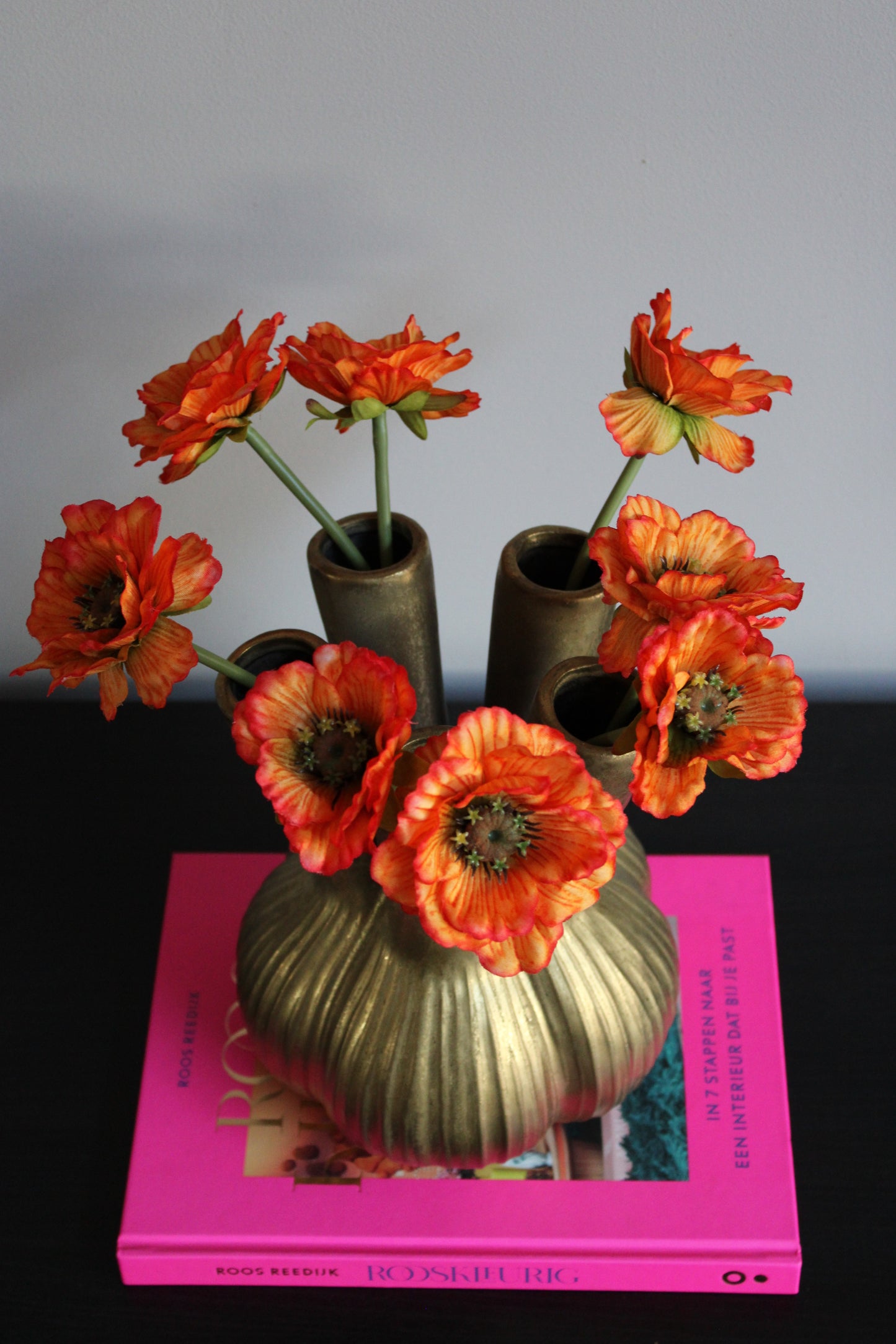 Boeket silk poppy oranje