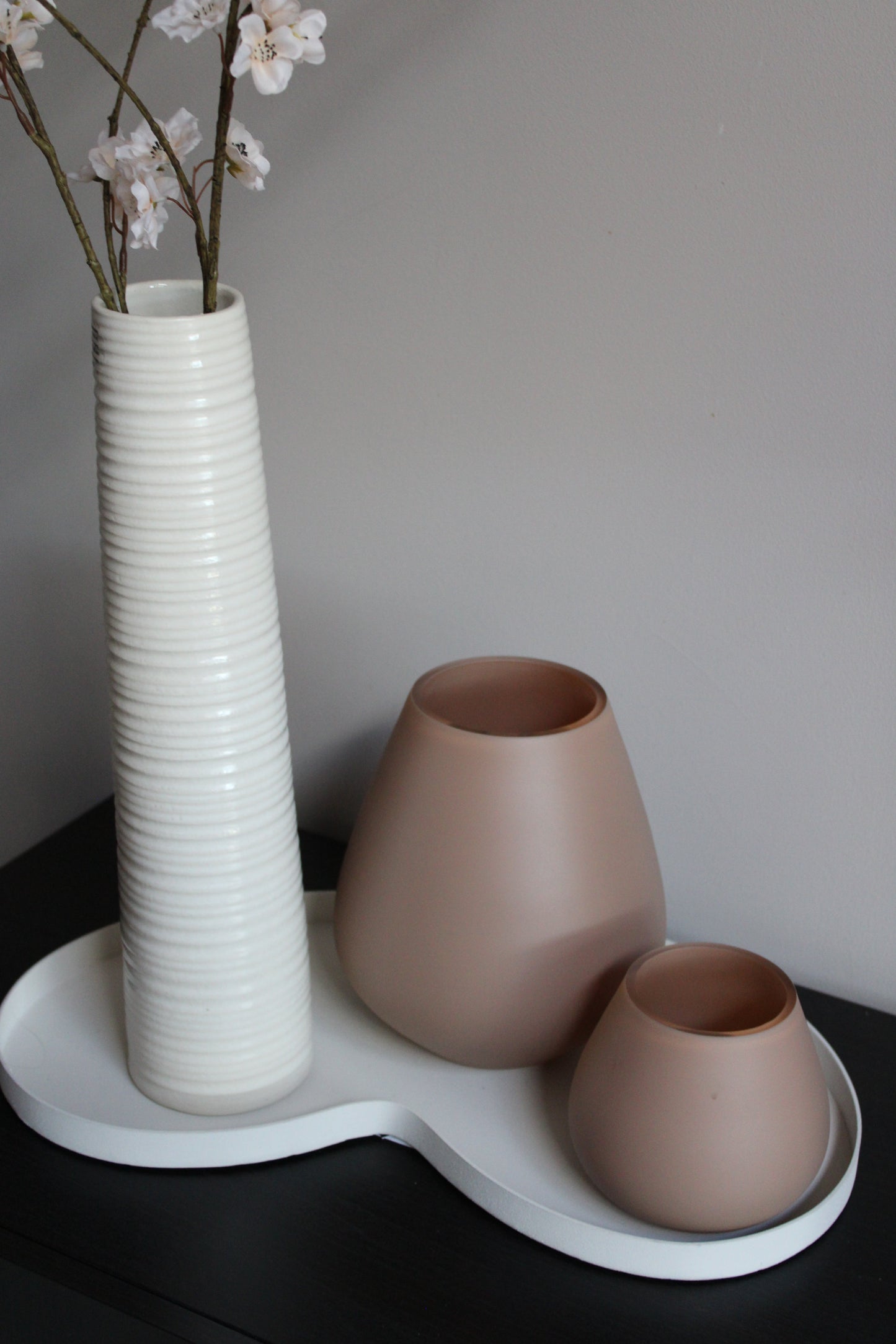 TASMAN WAXINELICHTHOUDER |TAUPE | SET VAN 2