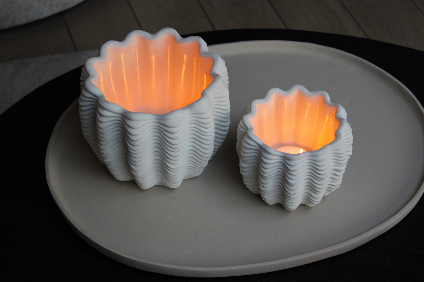 WAXINELICHT HOUDER OCEANA | CREME | SET VAN 2