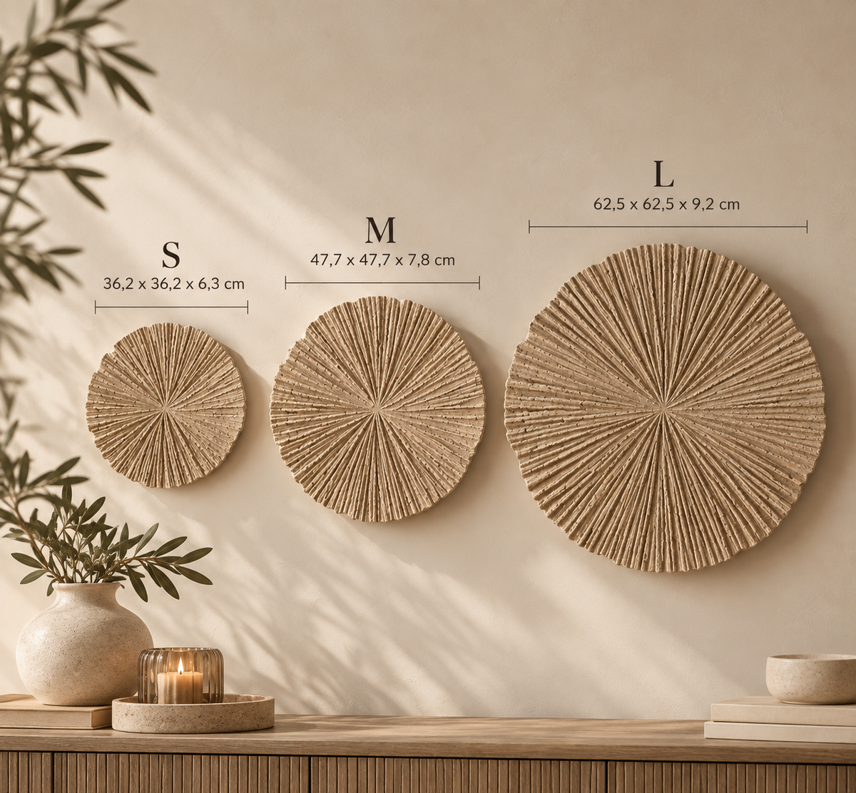 Wanddecoratie Borea | Beige | 3 formaten