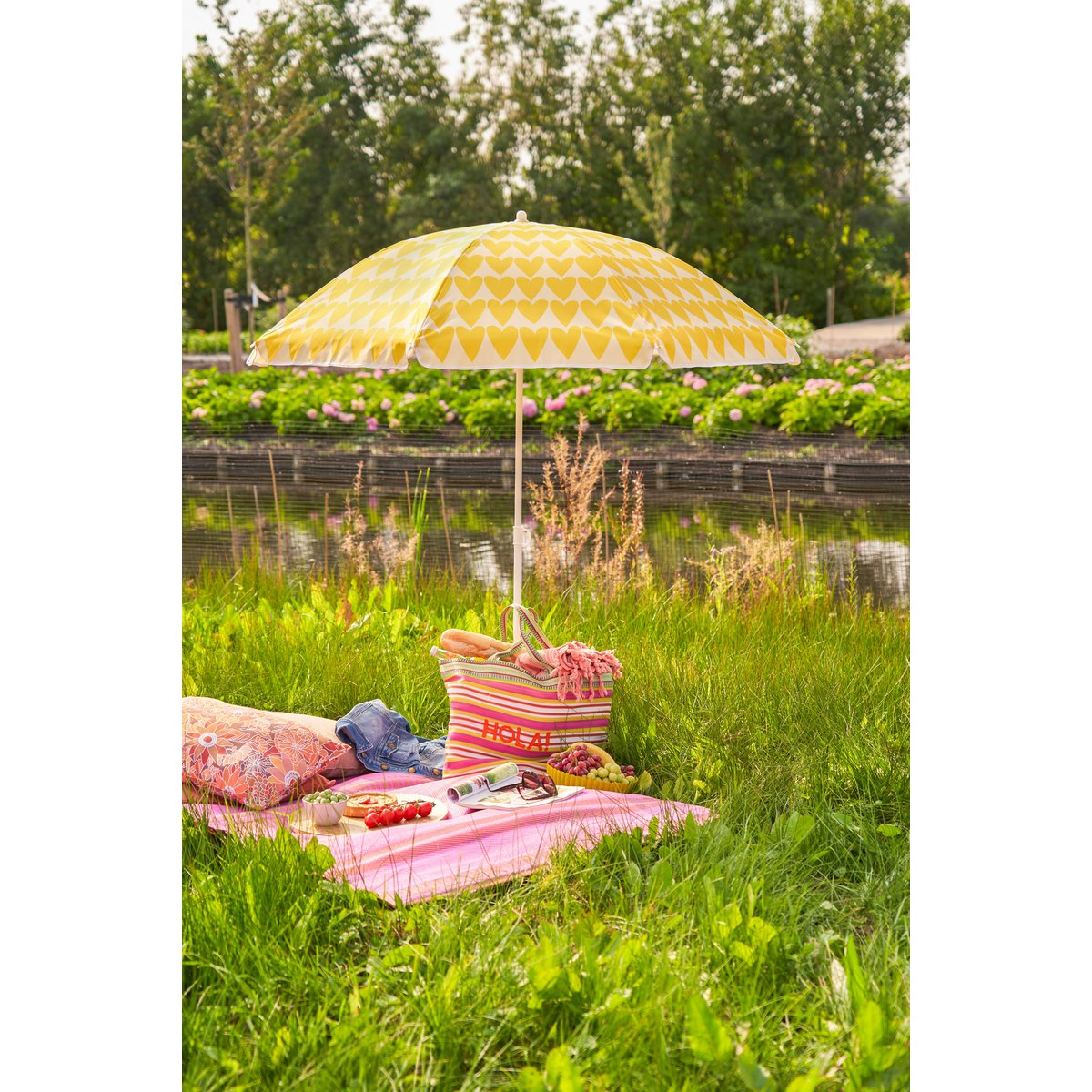 Heart Strandparasol - H180 x Ø160 cm - Geel