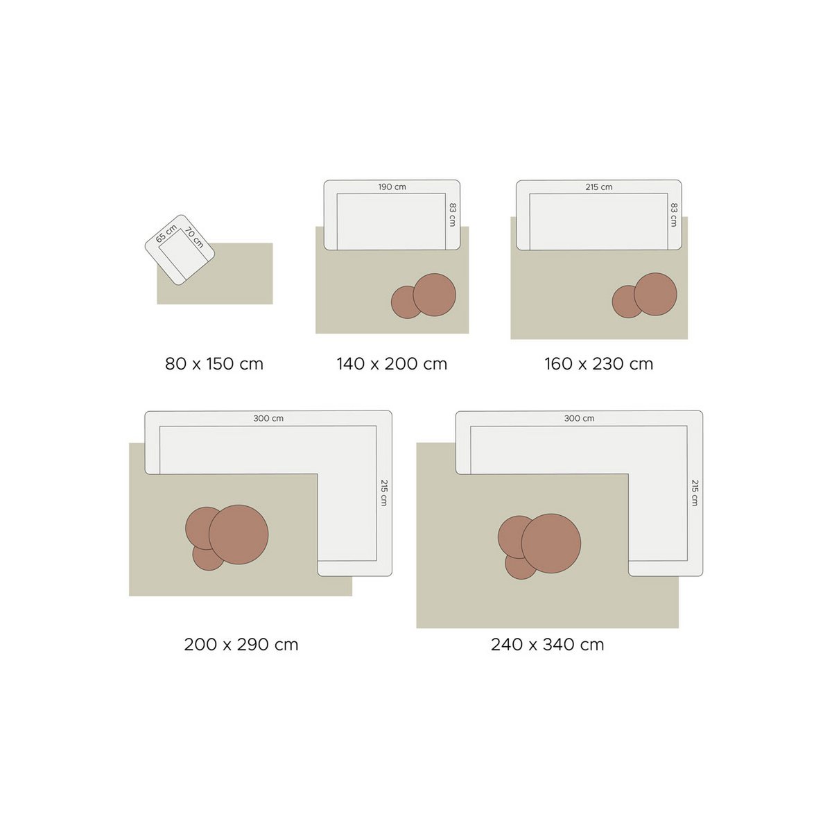 Vloerkleed Lima Beige Rond ø160 cm