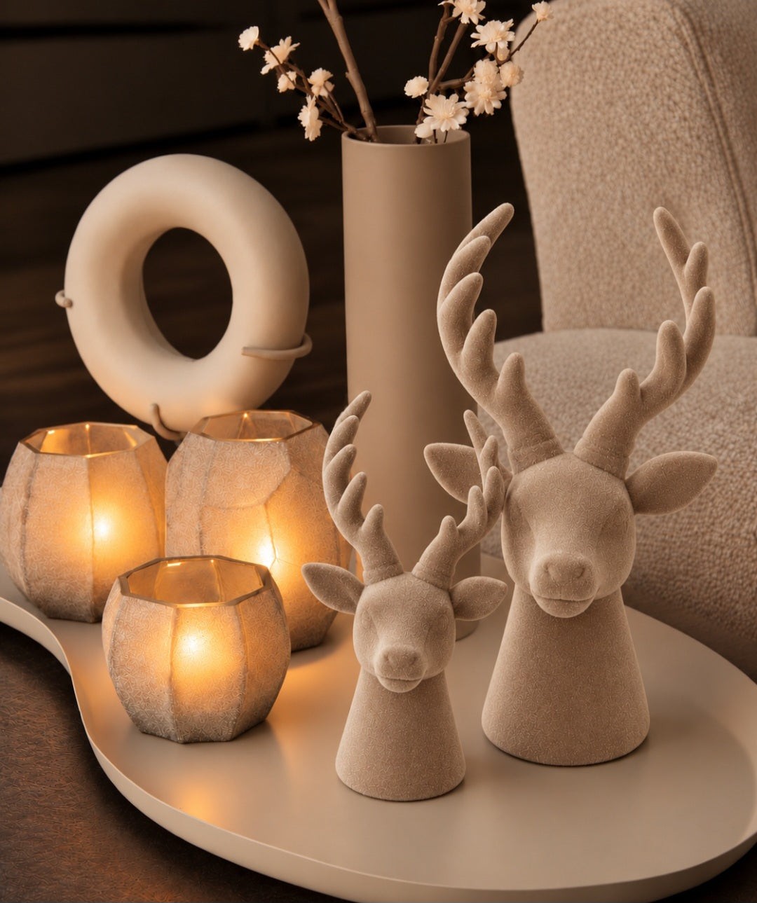 STENEN RENDIER BEIGE | VELVET | 2 FORMATEN