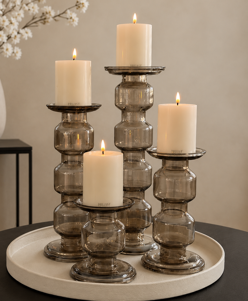 KANDELAAR LUSTER | TAUPE | 4 FORMATEN