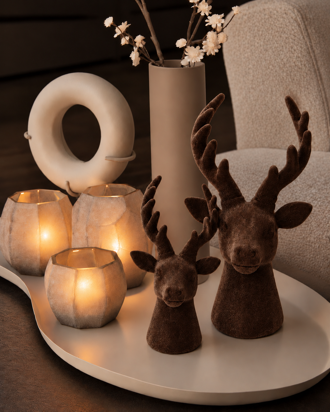 STENEN RENDIER BRUIN | VELVET | 2 FORMATEN