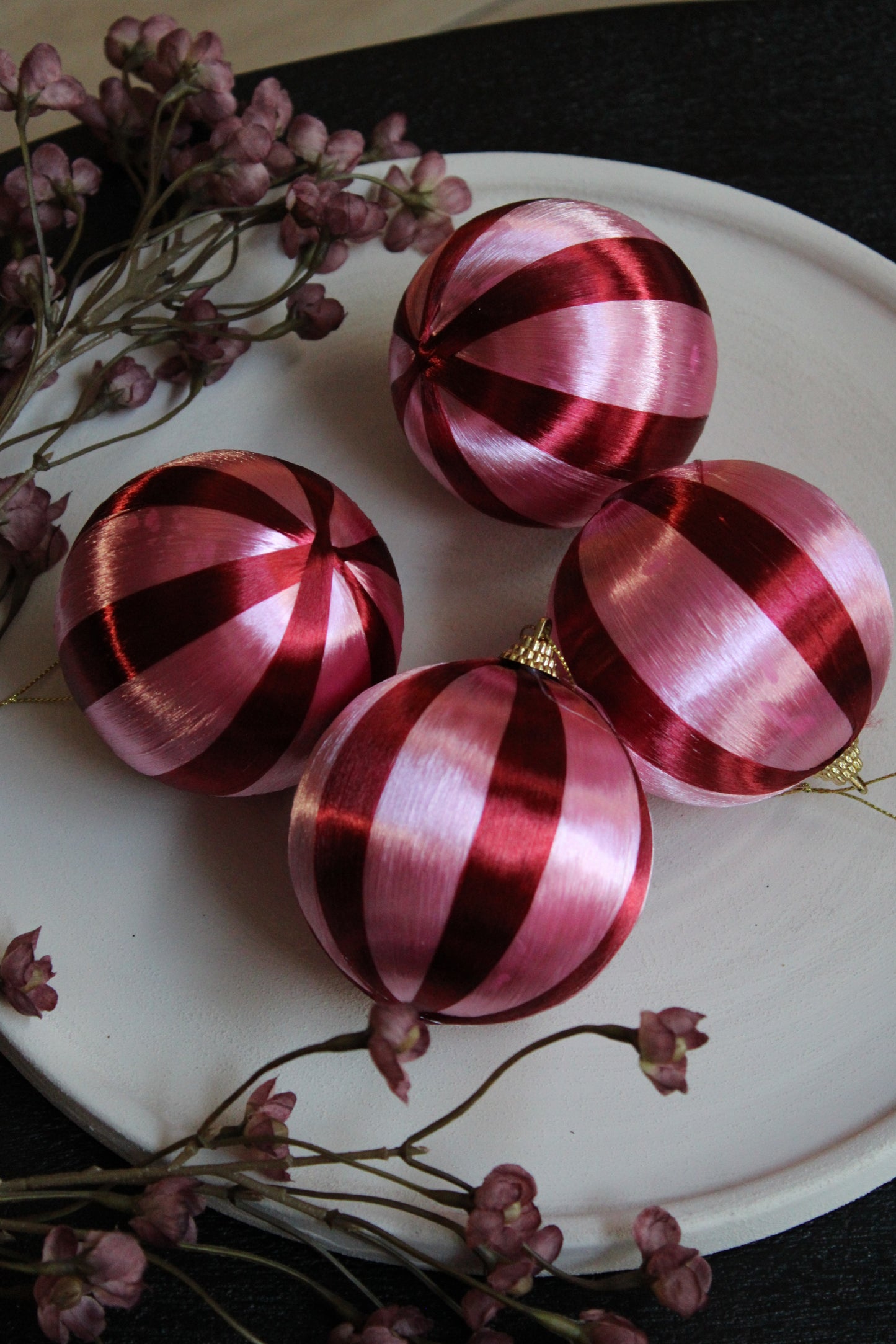 KERSTBAL | ROOD/ROZE | SET VAN 4