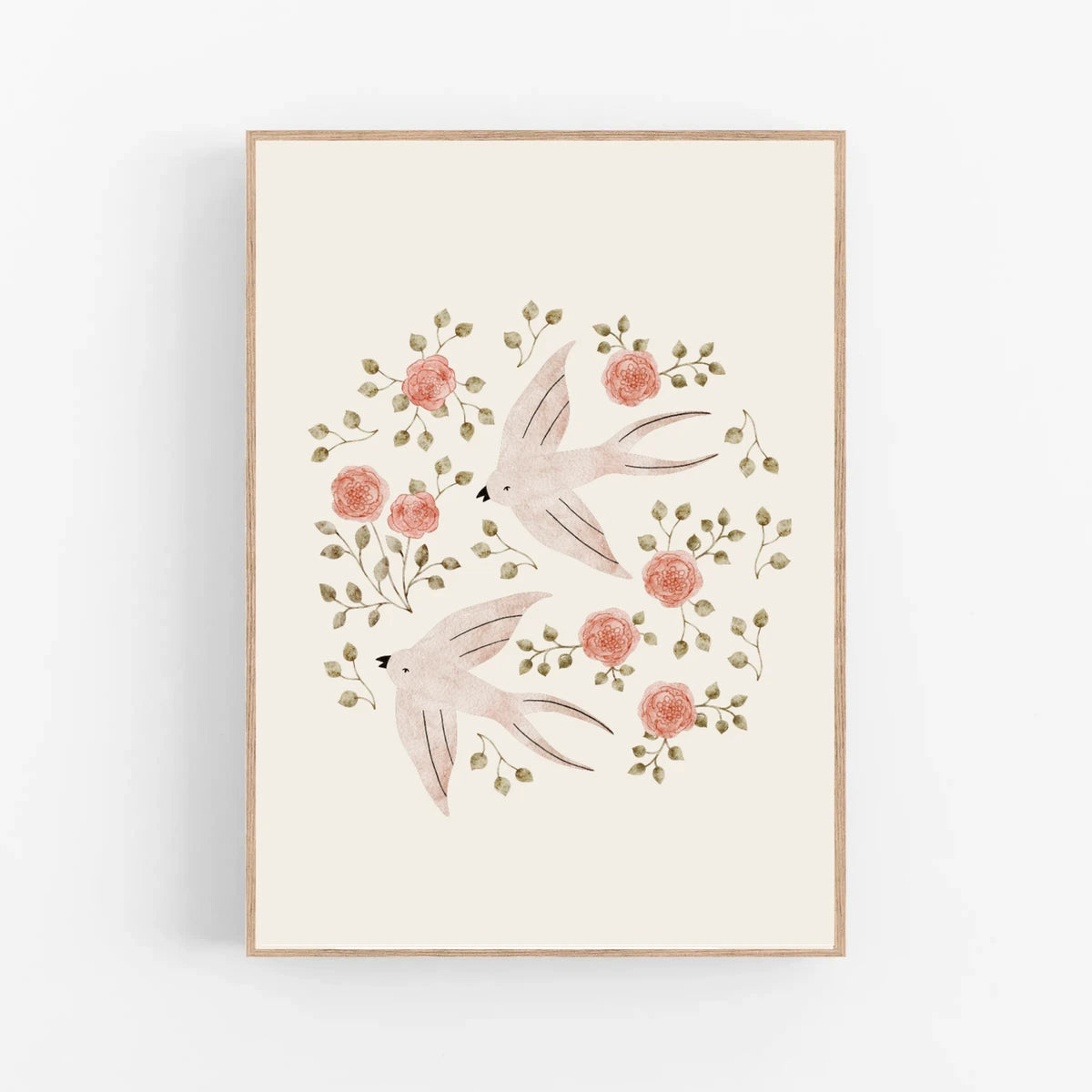 Set van 3 posters - Vogels en bloemen | Spring garden - Bloemen - Insecten - Kinderkamer poster - Babykamer poster - Wanddecoratie