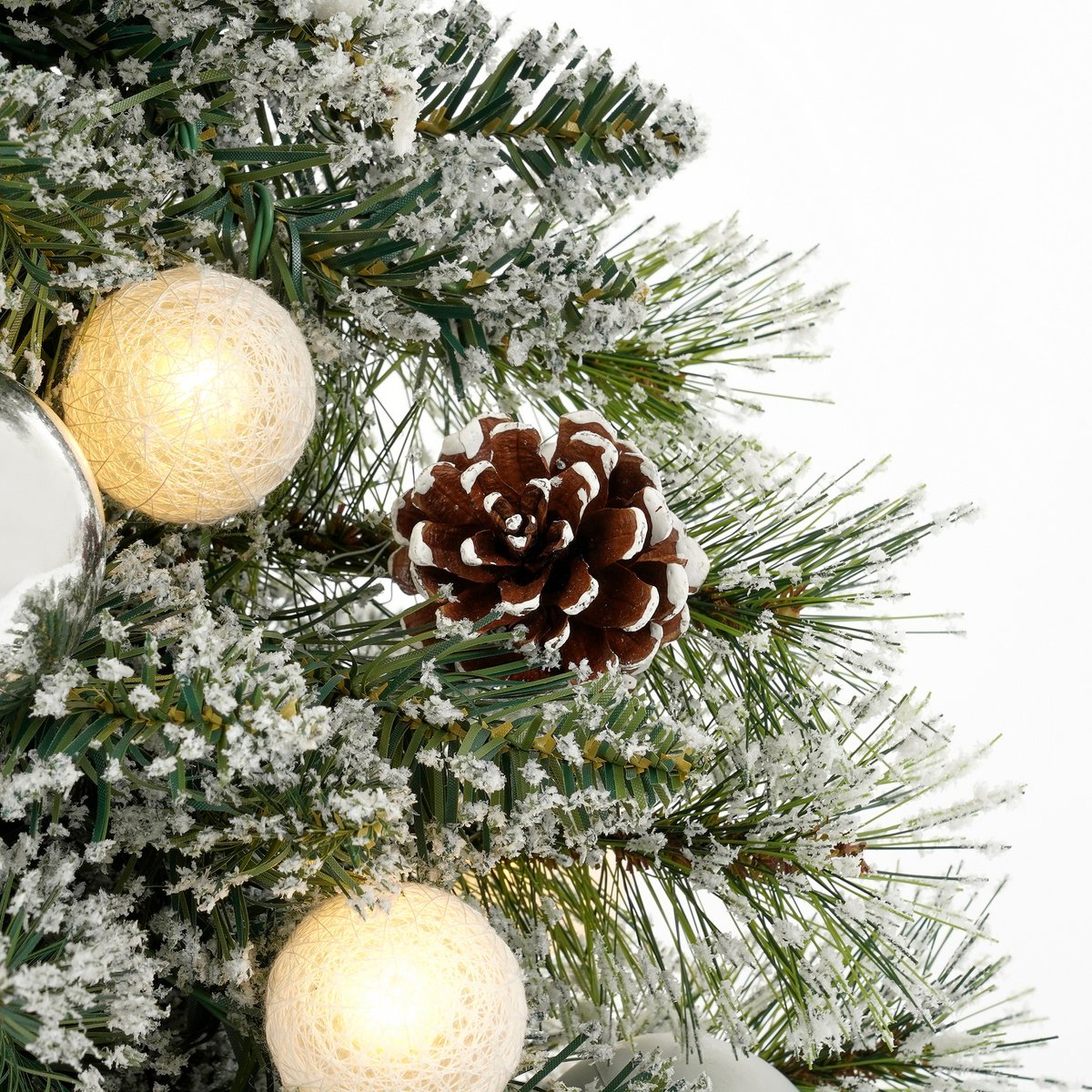 Kaprun Kunstkerstboom in Jute met LED Verlichting en Timerfunctie - H60 x Ø39 cm - Zilver, Groen