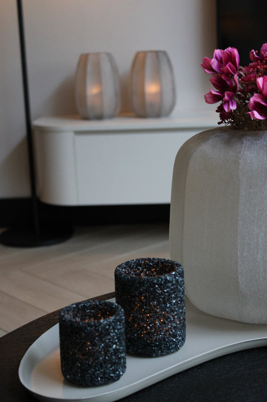 THEELICHT ZWART | SET VAN 2 | SPARKLY