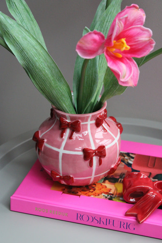 AARDEWERK VAAS | STRIK | ROZE