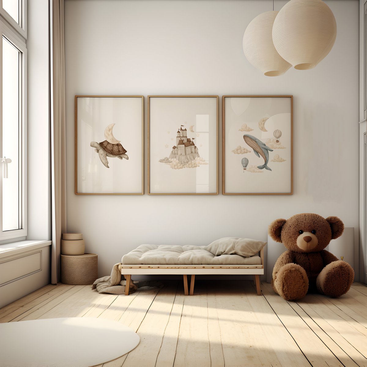 Set van 3 posters - Kastelen en Zeedieren | Memories of dreams - Kinderkamer poster - Babykamer poster - Wanddecoratie