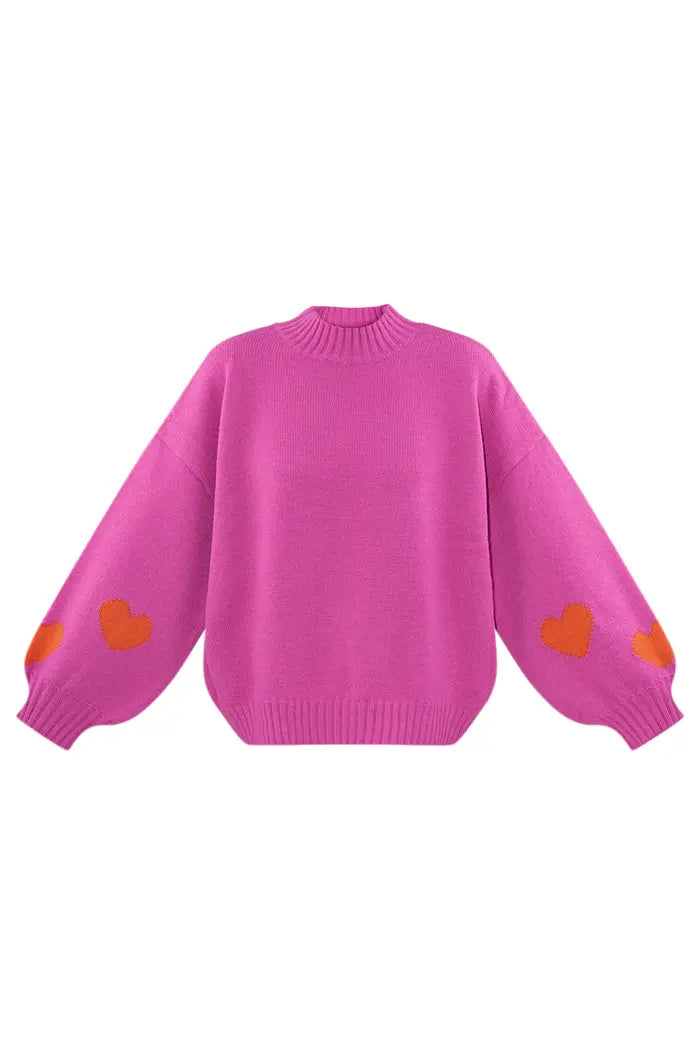 Comfort Heart Knit sweater - fuchsia