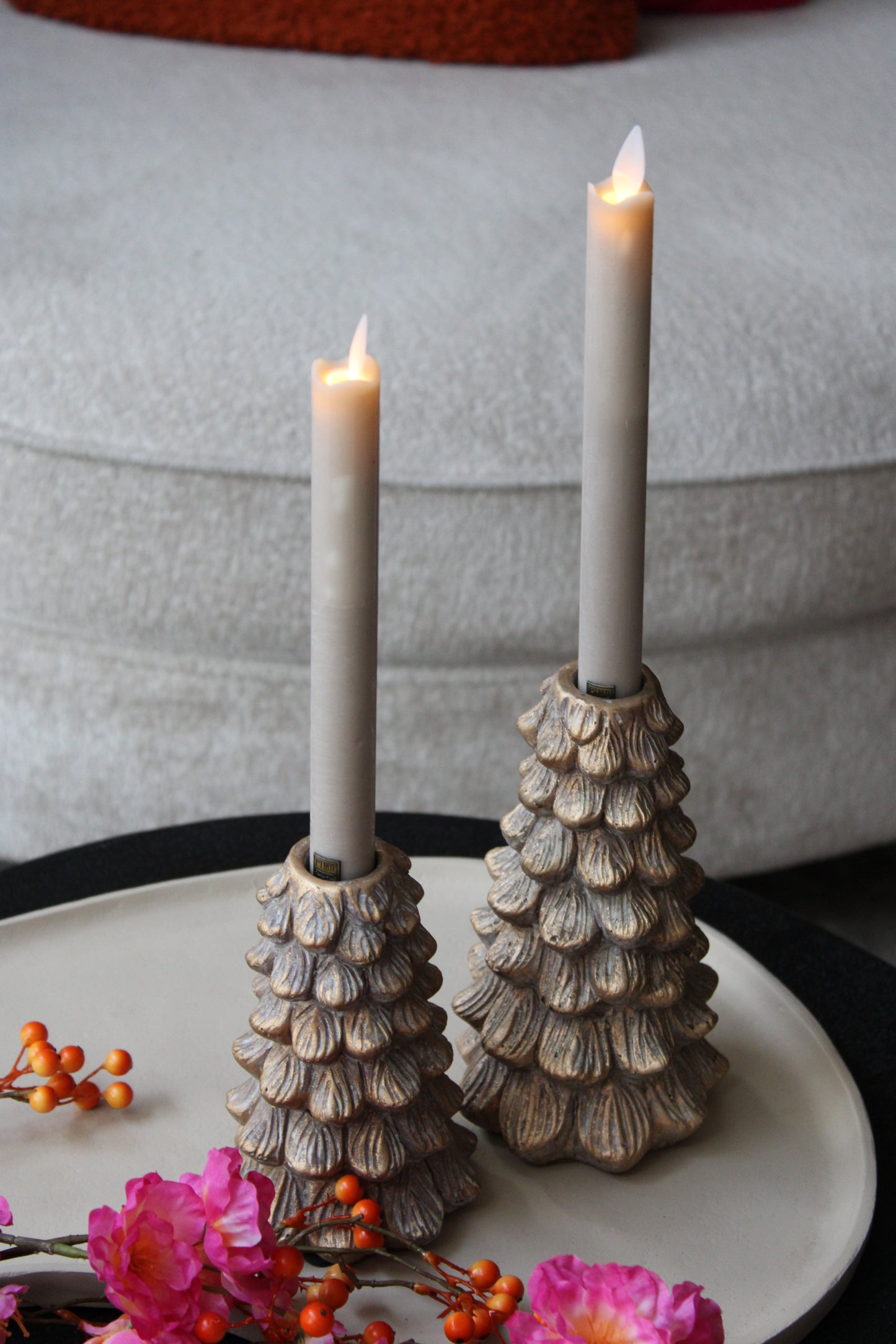 KANDELAAR | KERSTBOOM | SET VAN 2 | STEEN