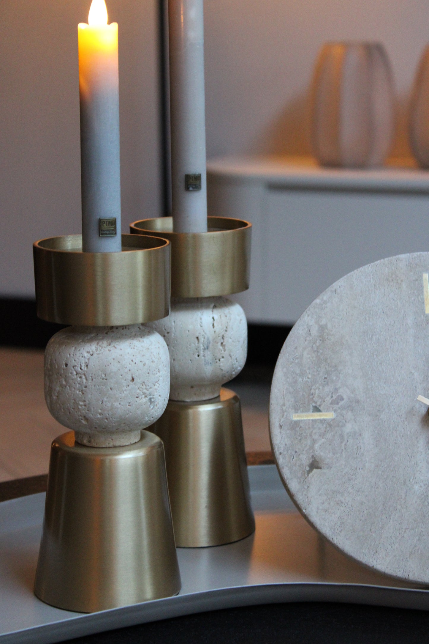 TRAVERTIN KANDELAAR | BEIGE