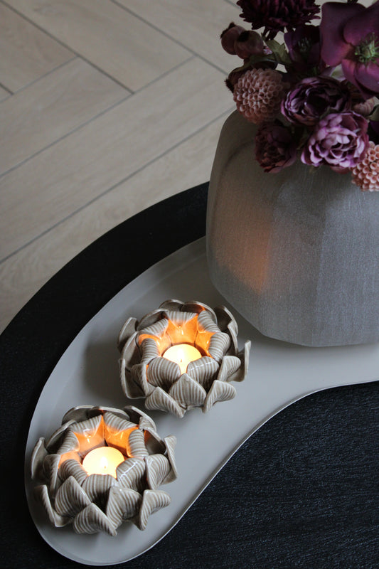 WAXINELICHTHOUDER | PETALS | BEIGE