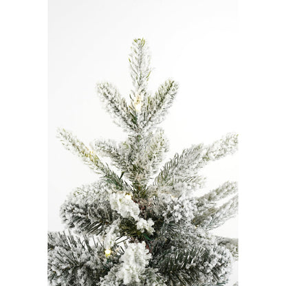 Grimshaw Kunstkerstboom in Pot met LED Verlichting en Timerfunctie - H90 x Ø61 cm - Groen, Wit