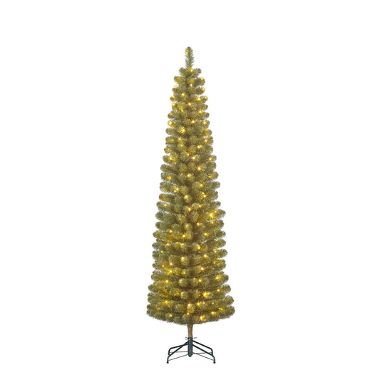 Charlton Smalle Kunstkerstboom met LED Verlichting en Timer- en Dimfunctie - H215 x  Ø56 cm - Groen