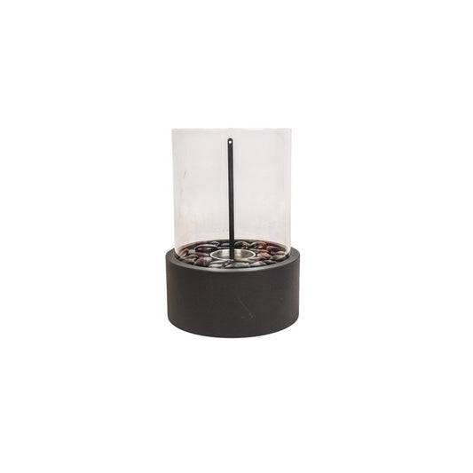Tafelbrander - Ronde - metaal/glas - zwart - 21x21x28 cm